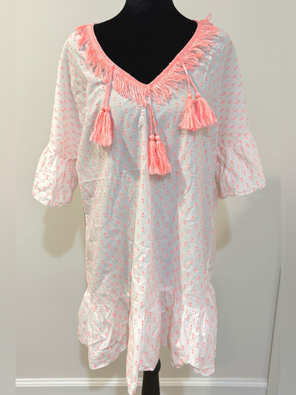 Lilly Pulitzer Kipper Coverup S/M Mini Dress Tangelo Tassel Beach Resort